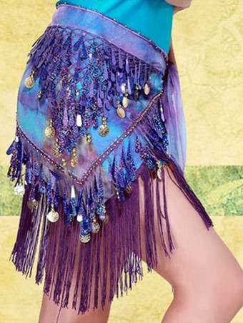 パープル ベリーダンス衣装　ベリーダンサー　ポリエステル　サッシュベルト　大人用　女性用　ベリーダンス　