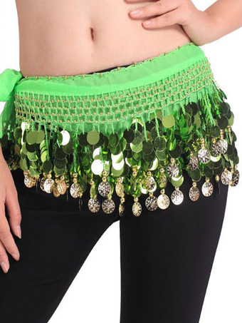ライトグリーン ベリーダンス衣装　ベリーダンサー　ポリエステル　サッシュベルト　大人用　女性用　ベリーダンス　