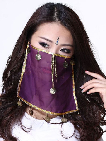 Belly Dance Face Veil Blue Voile Tassels Women's Belly Dancing Costume Accessories