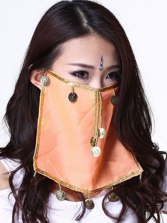 Belly Dance Face Veil Blue Voile Tassels Women's Belly Dancing Costume Accessories