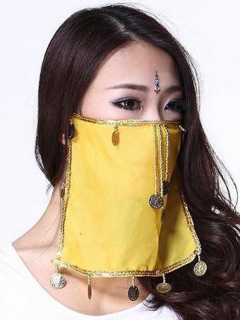 YellowBelly Dance Face Veil Blue Voile Tassels Women's Belly Dancing Costume Accessories