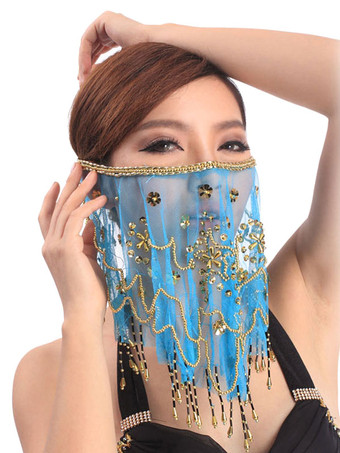 レイクブルー ベリーダンス衣装　ベリーダンサー　ボイル　ベール　大人用　女性用　ベリーダンス　