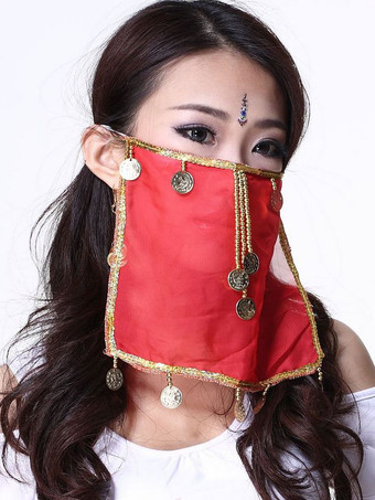 Belly Dance Face Veil Blue Voile Tassels Women's Belly Dancing Costume Accessories