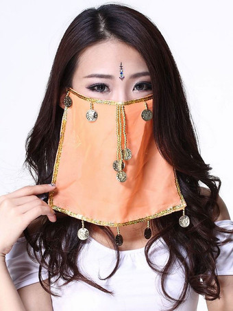 Belly Dance Face Veil Blue Voile Tassels Women's Belly Dancing Costume Accessories