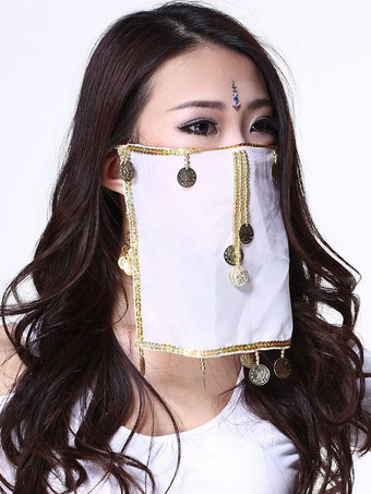 Belly Dance Face Veil Blue Voile Tassels Women's Belly Dancing Costume Accessories