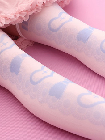 ロリィタ靴下　ライトピンク　スウィート　ベルベット　カジュアル　ソックス　