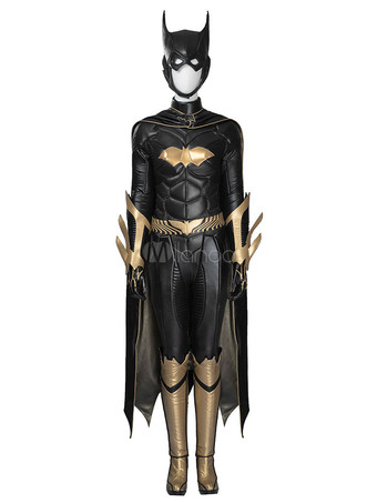 Batman Arkham cavaliere Batgirl Costume Cosplay Fumetti Americani set elmetto&guanti&tuta&mantello 
