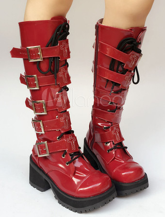 Red goth store boots