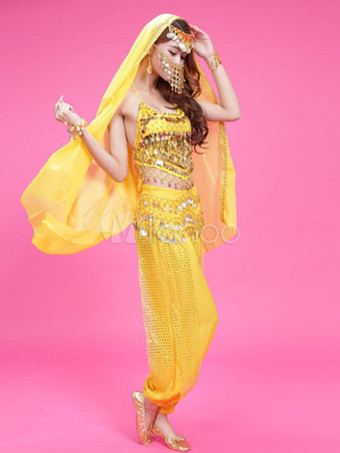 ベリーダンス衣装　大人用　ポリエステル　シフォン　女性用　ベリーダンサー　トップス＆ベール＆パンツ