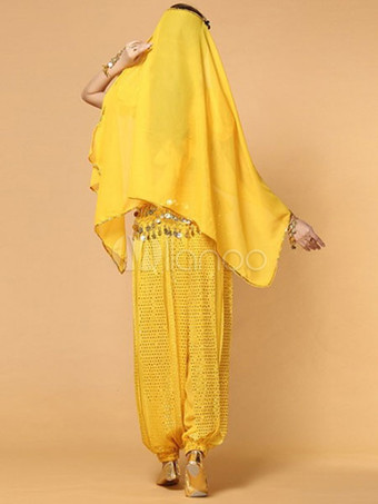 ベリーダンス衣装　大人用　ポリエステル　シフォン　女性用　ベリーダンサー　トップス＆ベール＆パンツ　アラビアン 衣装