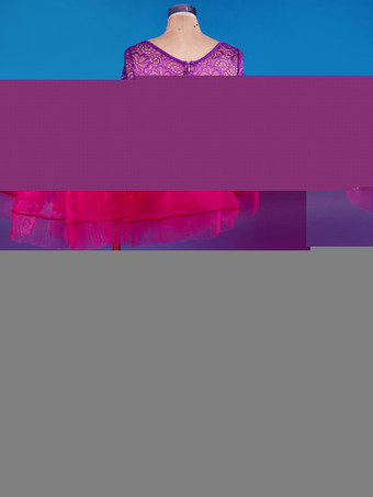 オーガンザボールルームダンスドレス　社交ダンスドレス　レース　パッチワーク　セミシアー　プリーツ　Aライン　ボールルームダンス衣装　2025