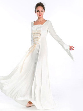 中世 ドレス 女性用 プリンセス 貴族ドレス ホワイト 長袖 ルネッサンス 祝日 レトロ ヨーロッパ 宮廷風 中世 ドレス・貴族ドレス