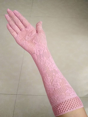 ピンク メイド　コスチューム　レイブ・クラブ　大人用　レース　ポリエステル　プリント柄　グローブ　 ハロウィン