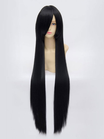 Anime Girls? Peruca peruca de peruca longa preta 100cm
