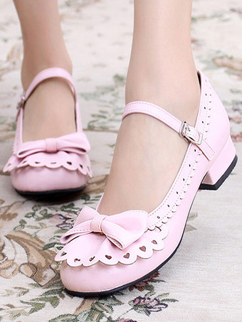 Zapatos de lolita de de puntera redonda con lazo Fiesta del té 