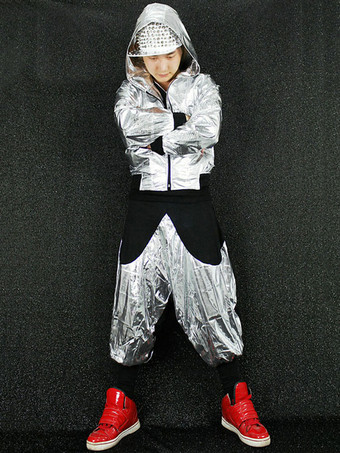 Silver Hip Hop Dance Costume Gold Jacket With Pants For Women
