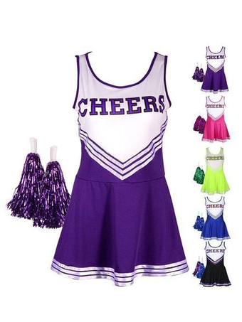 Cheer Leader Halloween Costume Purple Mini Dress For Women Cheer Leader Halloween Costume Purple Mini Dress For Women