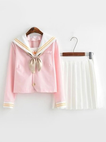 Japanese Anime Pink School Uniform Long Sleeve Kawaii School Girl Cosplay