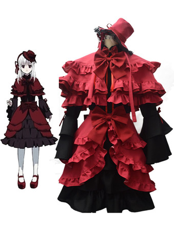 Halloween Costume Carnevale Costume Cosplay K donna accessori per la testa set Anime Giapponese rosso in panno uniforme