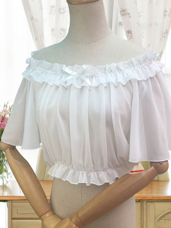 Blusa Sweet Lolita Blusa con volantes Blusa Blanca Lolita