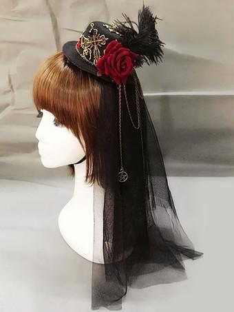 Gothic Floral Veil Headband