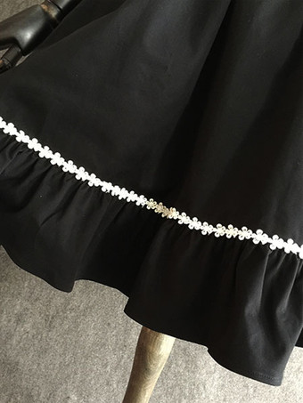 クラシックロリータスカート　2025　小悪魔　フリル　ブラックロリータスカート　シフォンアイドル衣装