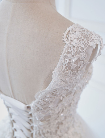 Brautkleider Prinzessin Prinzessin Brautkleider ärmellos Hochzeit V-Ausschnitt Brautkleider Tüll Elfenbeinfarbe Organza bodenlang mit Schnürung