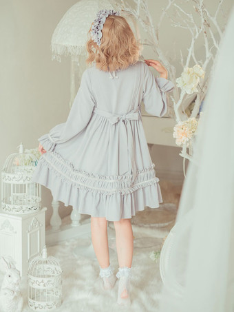 Klassische Lolita Einteiliges Kleid Einfarbig Langarm Vintage Lolita Einteiliges Kleid