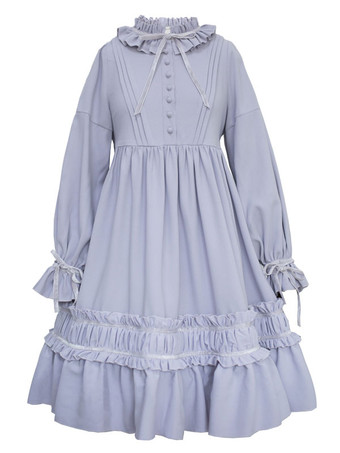 Klassische Lolita Einteiliges Kleid Einfarbig Langarm Vintage Lolita Einteiliges Kleid
