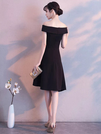 リトルブラックドレスは、ショルダーカクテルパーティードレスオフ非対称