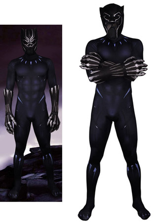 Panthère noire Marvel Comics Halloween Cosplay Costume Black Panther Lycra Spandex Catsuit Combinaison