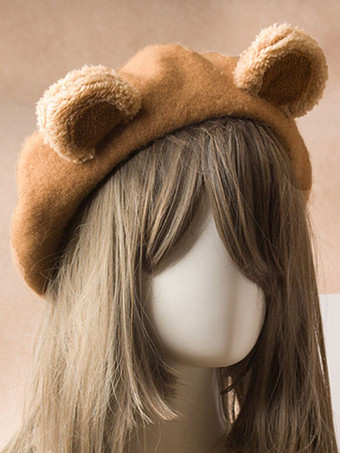 Bonnet Lolita en laine avec oreille d'ours mignon