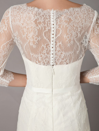 ウェディングドレス　2025　Aライン　アイボリー　Vネック　レースチュール　ハーフスリーブブライダルドレストレーン付き