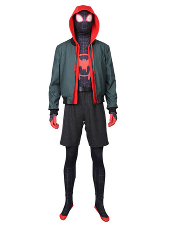Marvel Comics Spider Man Into The Spider Verse Miles Morales Movie Spider Man Carnival Cosplay Costume Deluxe Edition
