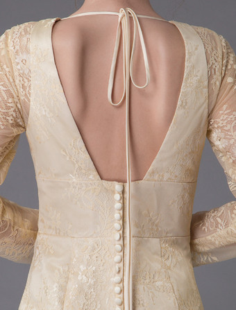 カラードレス マーメイド ドレス バニラクリーム 前撮り 演奏会ドレス Vネック 長袖 マーメイドライン バックレス 結婚写真　フォトウェディング パーティードレス