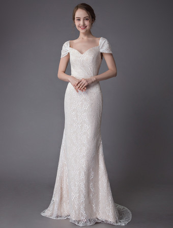 カラードレス マーメイド ドレス バニラクリーム ハートカットネック 半袖 マーメイドライン 演奏会ドレス 結婚写真　フォトウェディング ファスナー 前撮り パーティードレス