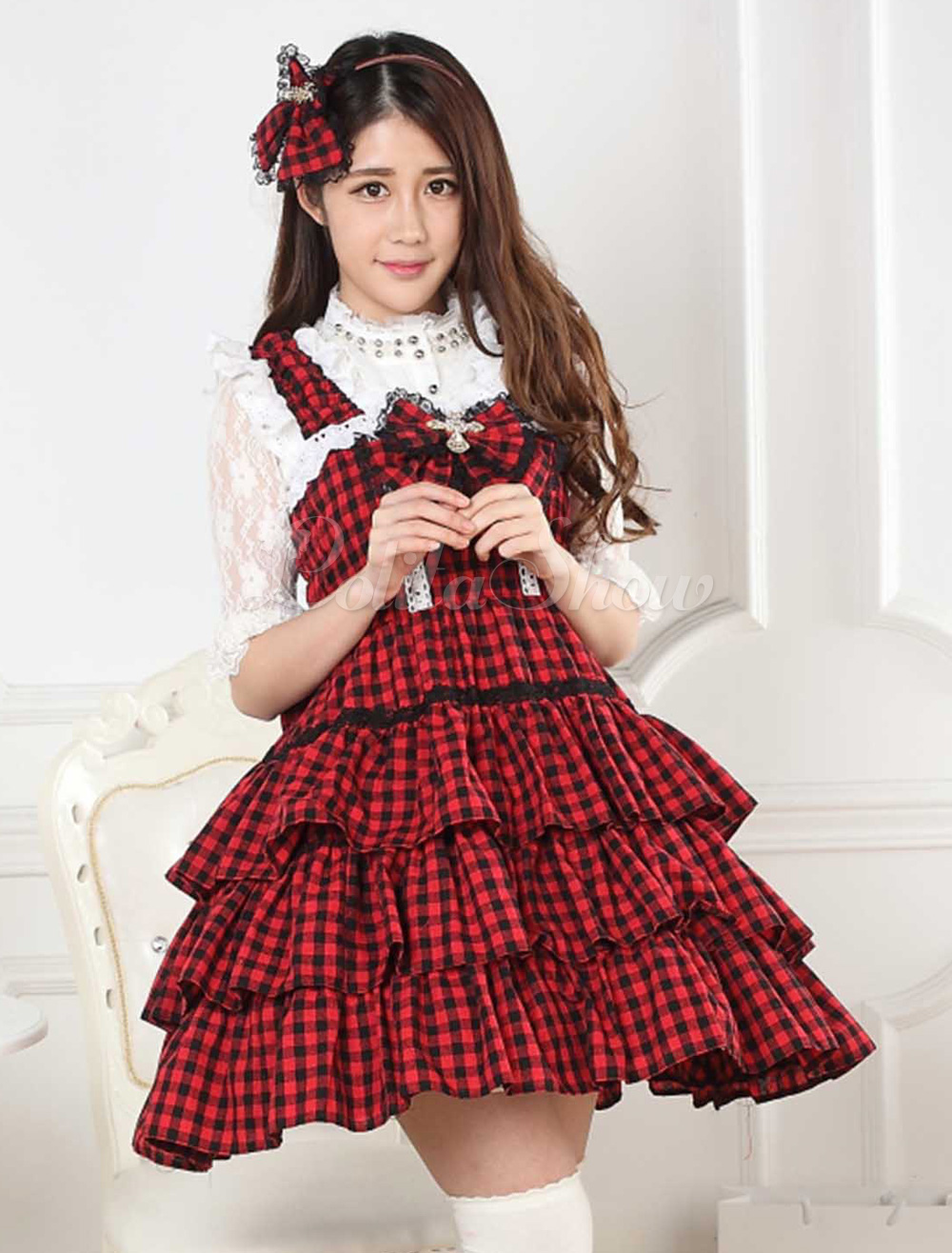 red lace jumper