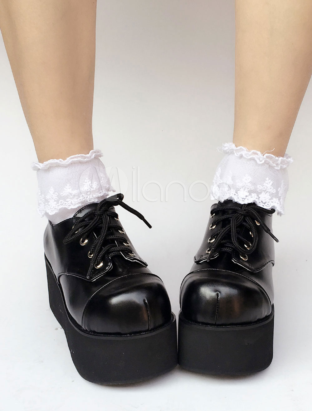 Sweet Lolita Shoes Black Platform Lace 