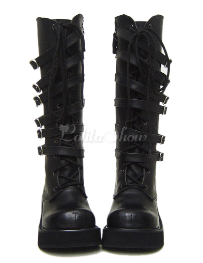 Lolitashow Matte Black Lolita Boots 