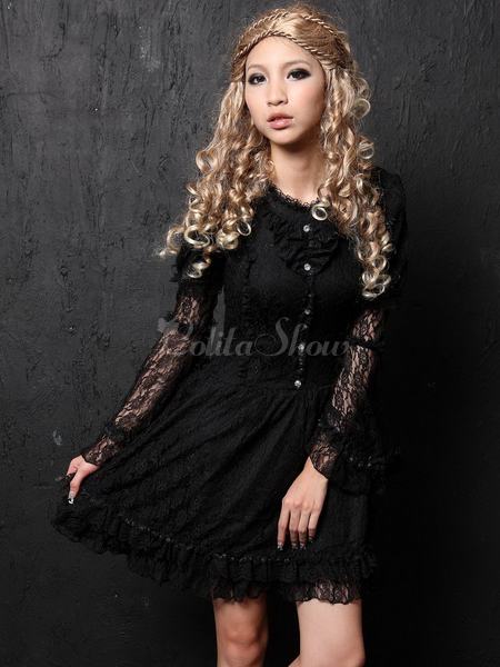 black sheer long sleeve dress