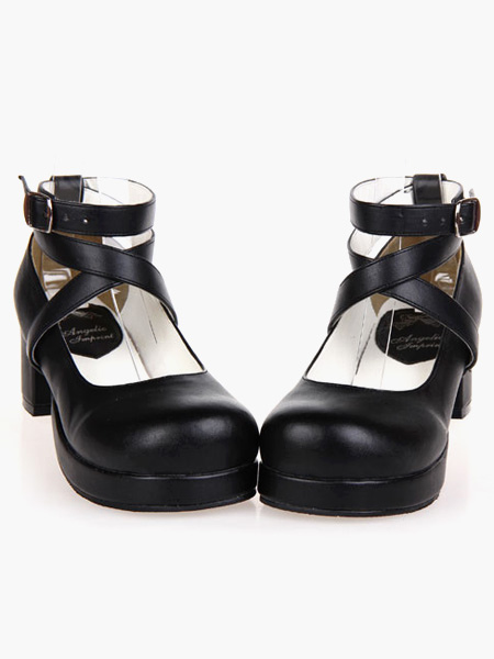 black shoes chunky heel