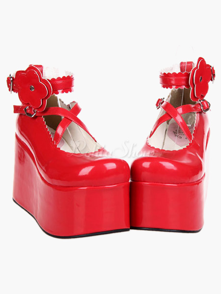 red flatform shoes