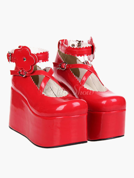 red flatform shoes