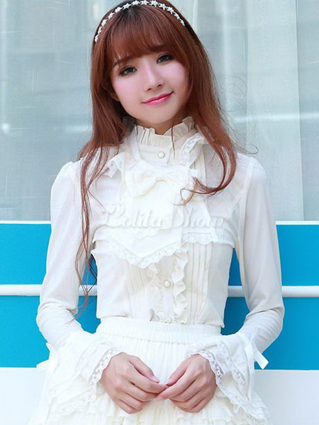 high collar lace blouse