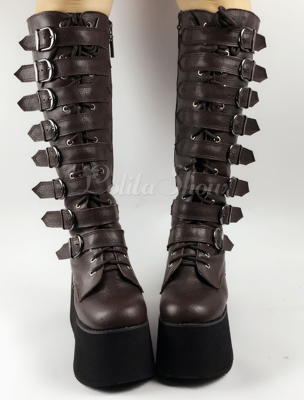 dark brown platform boots