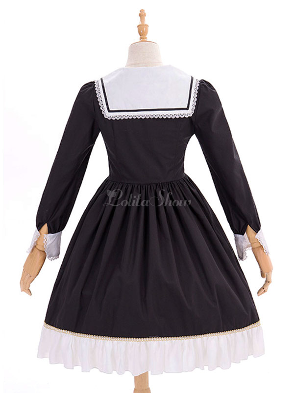 ゴスロリワンピース 十字架 クラシック ブラック ロリータワンピース レース リボンリフル シフォン Opドレス ゴシックワンピース Lolitashow Com Jp