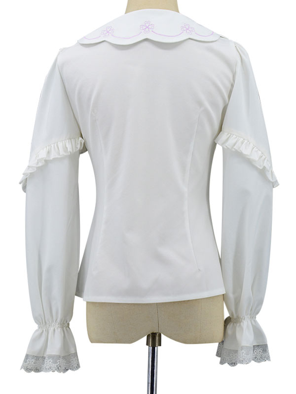 Blouses Lolita Douces Boutons En Dentelle Haut Lolita Haut Chemise Blanche Lolita Manches Longues Lolitashow Com