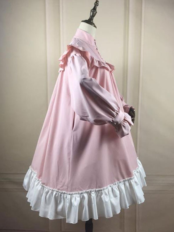 スウィートロリータopドレスフリルピンクツートンロングスリーブロリータワンピースドレス Lolitashow Com Jp