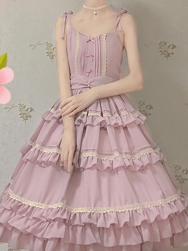 スウィートロリータドレスjskピンクフリル弓ロリータジャンパースカート Lolitashow Com Jp