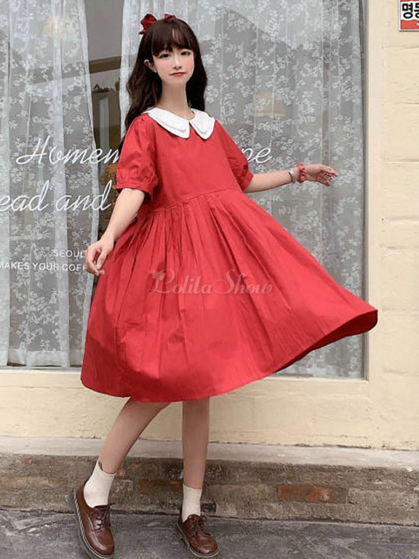 Sweet Lolita Op Dress Peter Pan Collar Short Sleeve Lolita One Piece Dresses Lolitashow Com